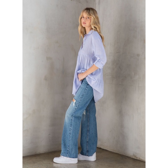 LOVE STITCH • Ocean Ave Tiered Striped Tunic, L - Picture 4 of 16